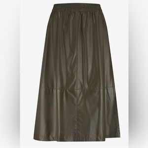 Jane Lushka Nitty Eco Faux Leather Midi Skirt Olive Green size Large